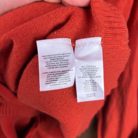 Jones New York Womens Sweater Orange Cardigan Cashmere Button Up Roll Tab XL - Picture 10 of 13